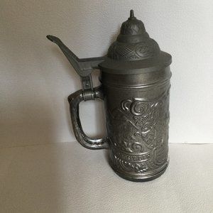 German Ein Prosit Der Gemutlichkeit Molded Glass Plastic Lid Beer Steins